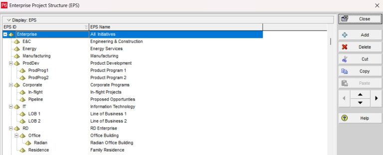 Memahami Enterprise Project Structure (EPS) di Primavera P6